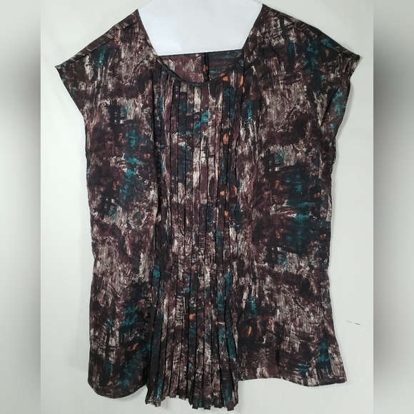 Talbot's Brown Multicolored Sleeveless Shirt Sz 8 - Picture 2 of 8